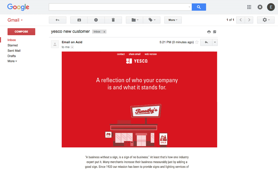 Animation of email